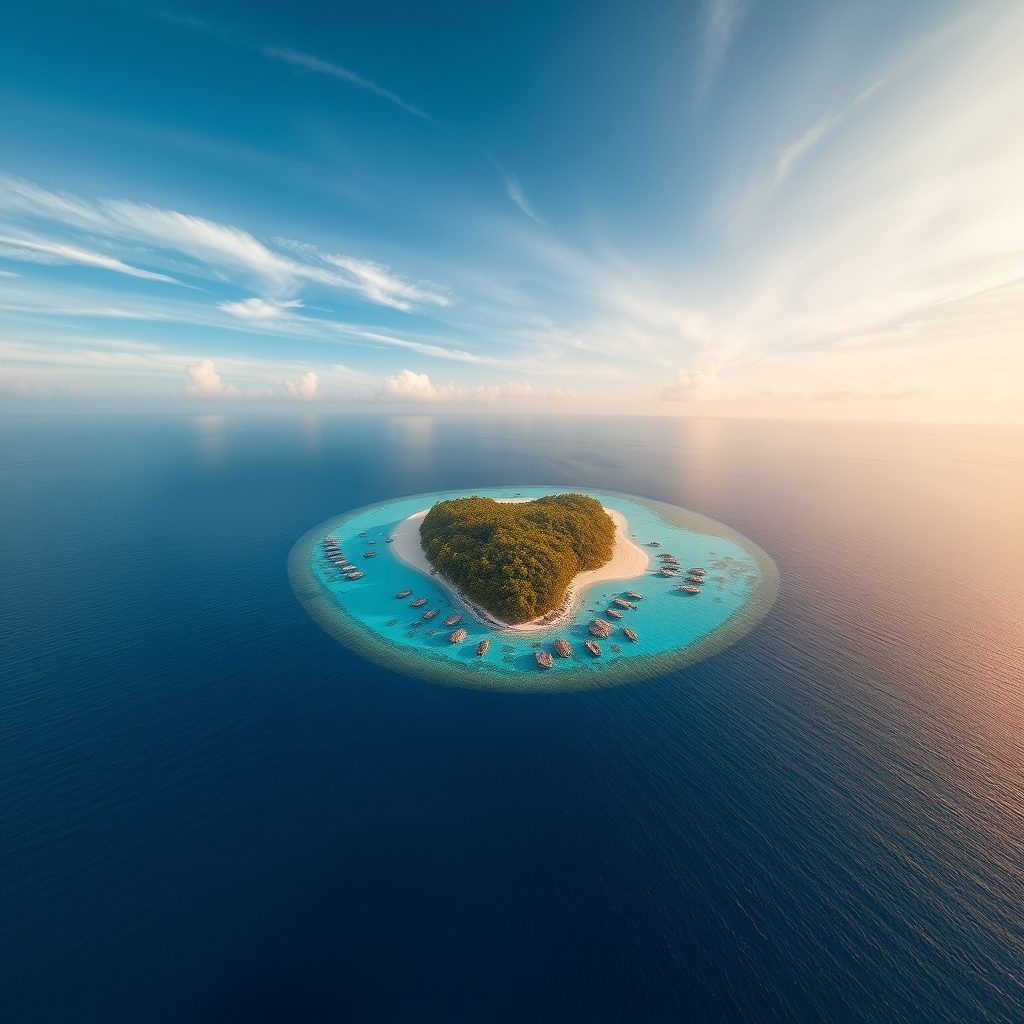 Drone view of tropical island